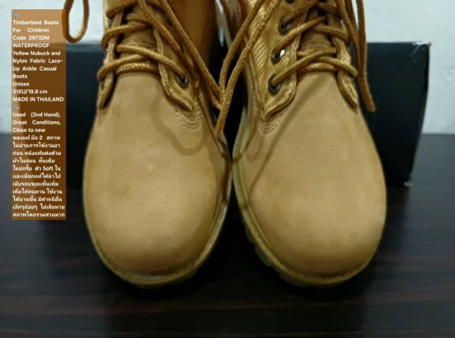 Timberland Boots For Children, Unisex 31EU(19.8cm) ของแท้ มือ 2 สภาพไม่ผ่านการใช้งานมาก่อน, รองเท้า Timberland หนังแท้ มีตำหนิตามรายละเอียด รูปที่ 7