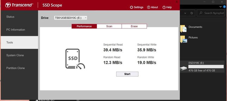 ขาย SSD พกพา Transcend External SSD smallest ESD310C 512GB สีดำ มือสอง สภาพภายนอก 98 เปอร์เซ็นต สภาพการทำงานปรกติ รูปที่ 4