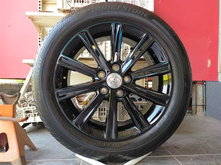 แม็กโตโยต้า ขอบ17 สีอบpowder coat พร้อมยางบริสโตน 215 55 17 ปี23 ไร้รอยไม่ดุ้งไม่คดไม่แตก ใส่ camry innova รูปที่ 4