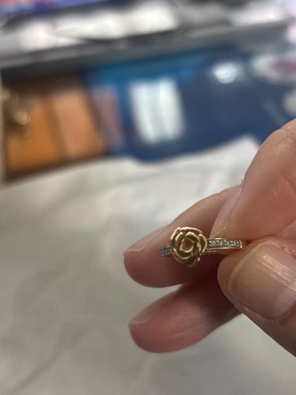 แหวนทองแท้ 9k เพชรแท้กุหลาบ ขนาด 46 