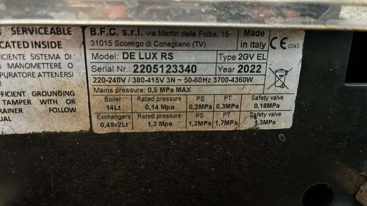 เครื่องชงกาแฟBFC DELUX RS รูปที่ 7