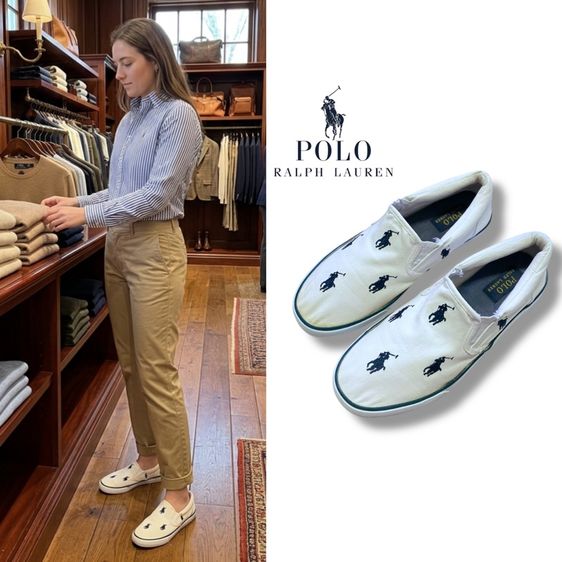 รองเท้าผ้าใบ ขาว ขนาดอื่น ๆ อื่นๆ Polo Ralph สลิปออน ไซต์37