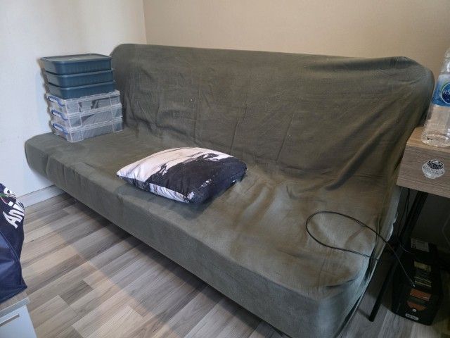 เทา ผ้า 3 ที่นั่ง ขายโซฟาโมเดิร์นฟอร์มพับเป็นเตียงได้ ขนาด 0.90 x 1.90 (ลูกค้าต้องมารับเอง)