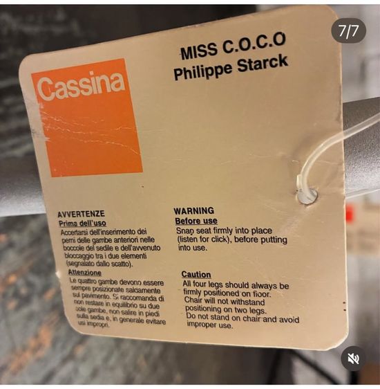 ชุดโต๊ะอาหารเก้าอี้ CASSINA - Miss C.O.C.O. Italy 4ตัว สภาพสวย รูปที่ 13