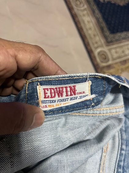 กางเกงยีนส์EDWIN  ผ้าด้านรุ่นเก่าเอว30ตึง31 ยาวทั้งตัว37“ เป้า10”ปลายขา7.6“ รูปที่ 6
