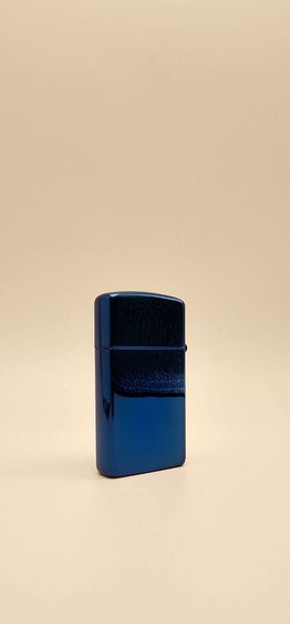 ไฟแช็คซิปโป้สลิม ตัวเล็ก เงาๆ สีฟ้าพลอยไพลิน  รูปที่ 5