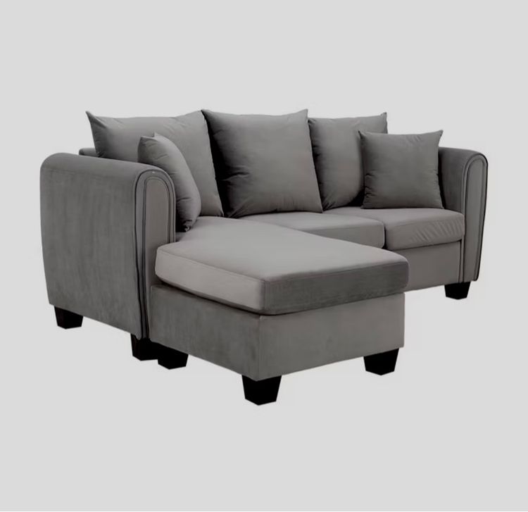 โซฟาผ้า L-shape รุ่นลูซี่ - เทากัมมะหยี่ รูปที่ 3