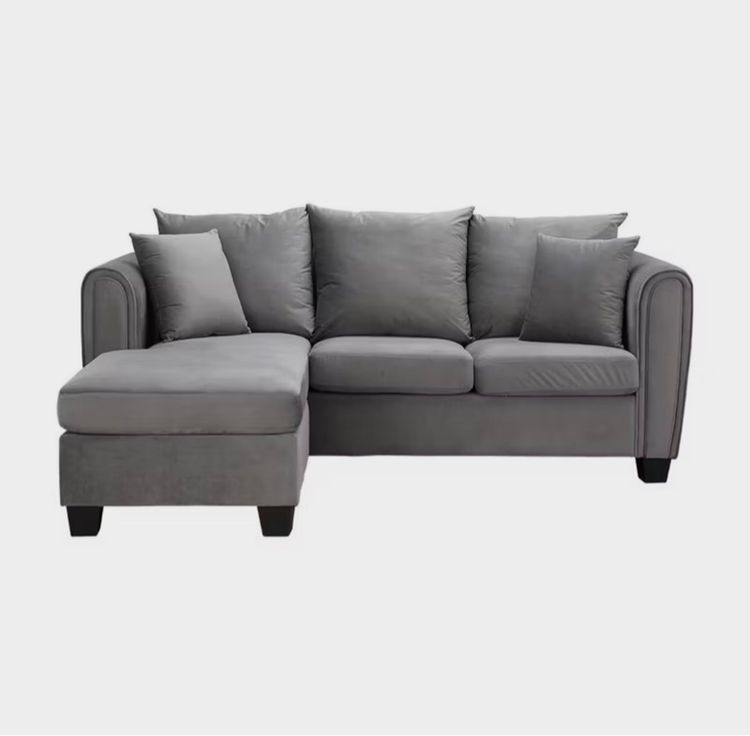 โซฟาผ้า L-shape รุ่นลูซี่ - เทากัมมะหยี่ รูปที่ 4