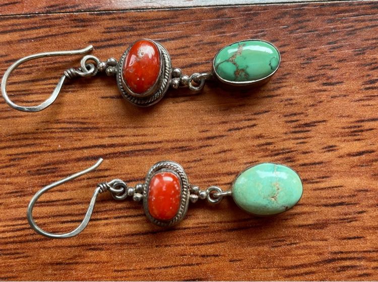 ต่างหูเงินแท้ผสมหินเทอร์คอยส์ รูปที่ 9