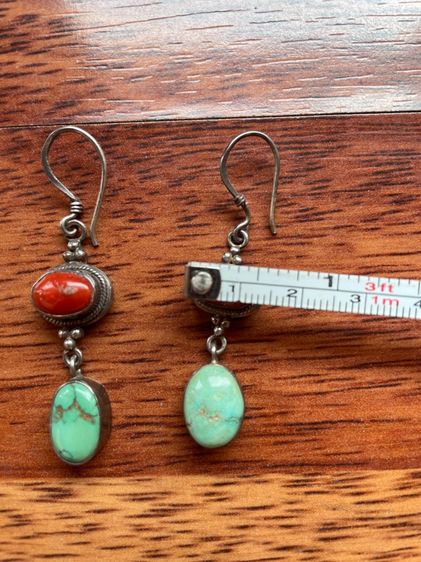 ต่างหูเงินแท้ผสมหินเทอร์คอยส์ รูปที่ 7