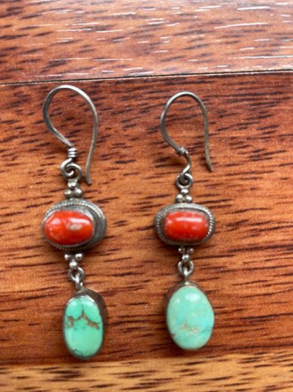 ต่างหูเงินแท้ผสมหินเทอร์คอยส์ รูปที่ 3