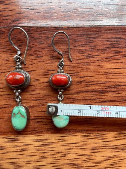 ต่างหูเงินแท้ผสมหินเทอร์คอยส์ รูปที่ 4