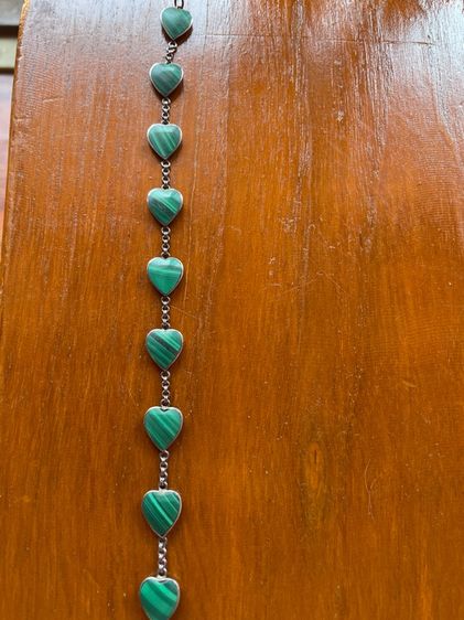 เงิน สร้อยข้อมือ สร้อยคอมือรูปหัวใจมาลาไคต์