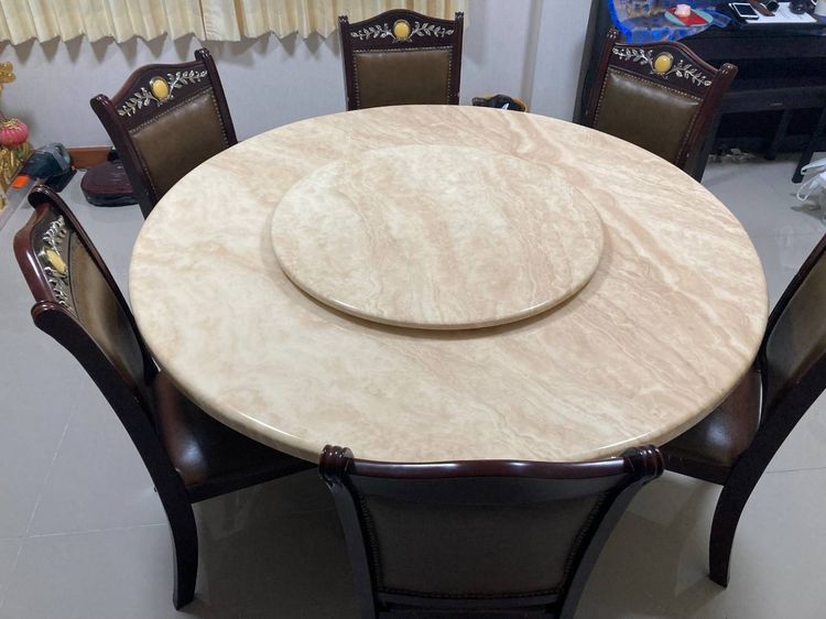 โต๊ะกินข้าวหินอ่อนพร้อมเก้าอี้ 6 ที่นั่ง  รูปที่ 7