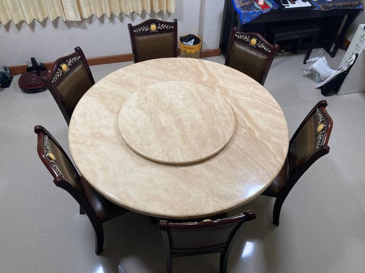 โต๊ะกินข้าวหินอ่อนพร้อมเก้าอี้ 6 ที่นั่ง  รูปที่ 8