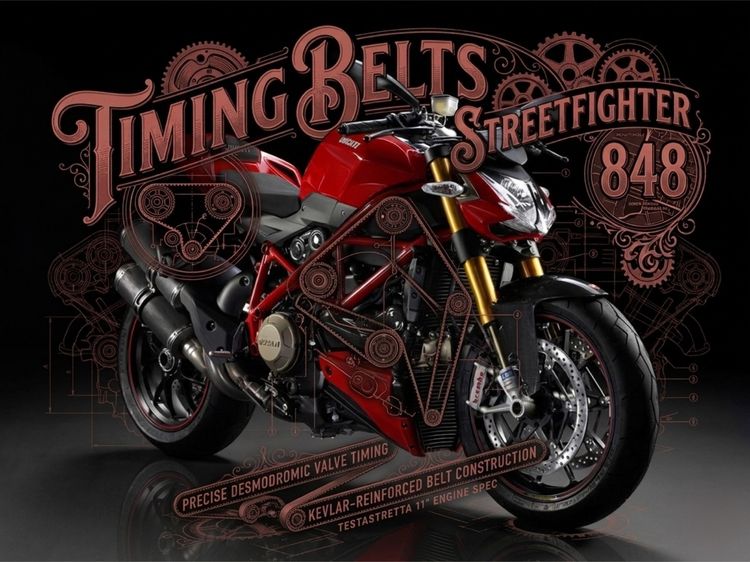 Timing Belts สายพานใช้กับ Ducati Street Fighter 848 (ราคาต่อเส้น)