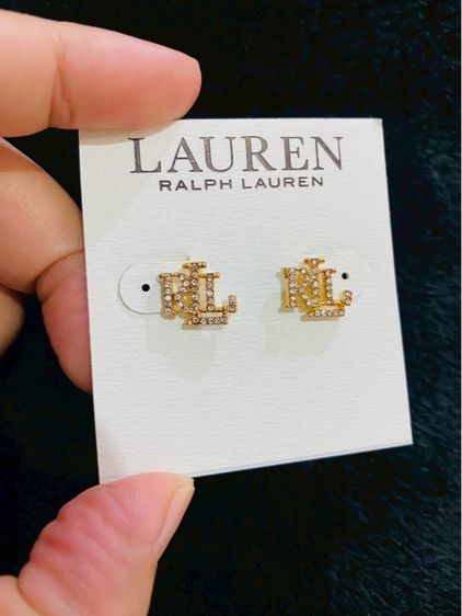ต่างหูLauren Ralph Lauren Gold-Tone RLL Logo CZ Studs ของแท้ สินค้า outlet รูปที่ 5