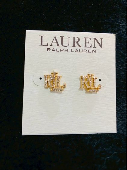 ต่างหูLauren Ralph Lauren Gold-Tone RLL Logo CZ Studs ของแท้ สินค้า outlet รูปที่ 2