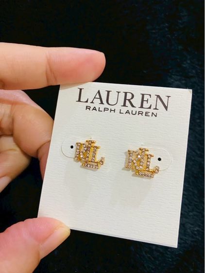 ต่างหูLauren Ralph Lauren Gold-Tone RLL Logo CZ Studs ของแท้ สินค้า outlet รูปที่ 7
