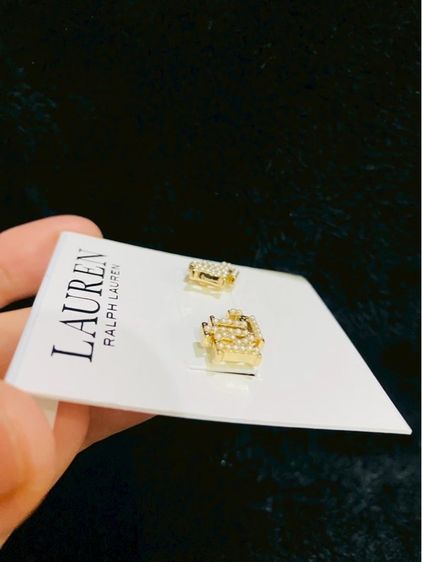 ต่างหูLauren Ralph Lauren Faux Pearl Logo Stud Earrings, Gold ของแท้งาน outlet รูปที่ 9