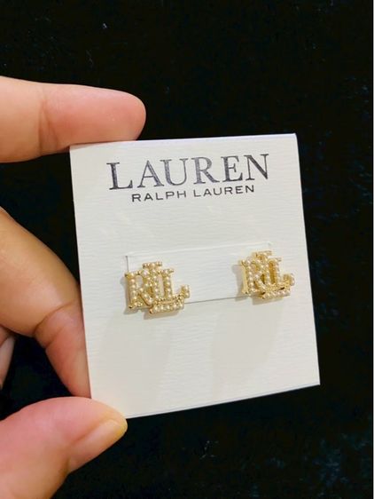 ต่างหูLauren Ralph Lauren Faux Pearl Logo Stud Earrings, Gold ของแท้งาน outlet รูปที่ 7