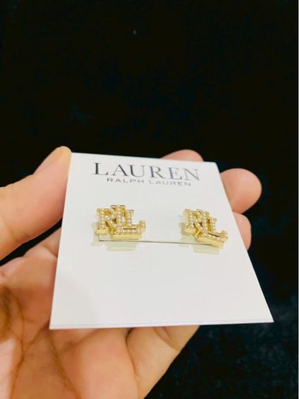 ต่างหูLauren Ralph Lauren Faux Pearl Logo Stud Earrings, Gold ของแท้งาน outlet รูปที่ 10