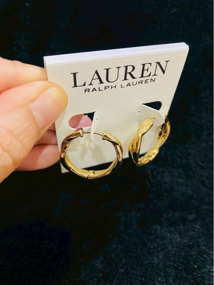 ต่างหูLauren Ralph Lauren Gold-Tone Twisted Hoop Earrings ของแท้งาน outlet  รูปที่ 10