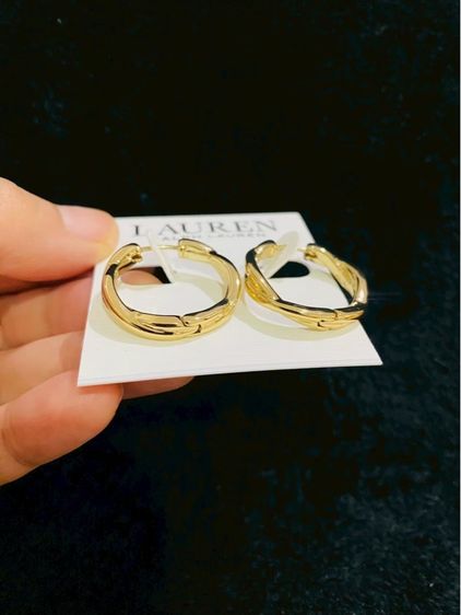 ต่างหูLauren Ralph Lauren Gold-Tone Twisted Hoop Earrings ของแท้งาน outlet  รูปที่ 7