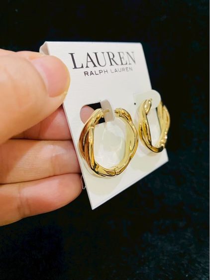 ต่างหูLauren Ralph Lauren Gold-Tone Twisted Hoop Earrings ของแท้งาน outlet  รูปที่ 9