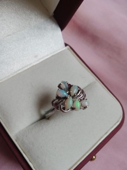 แหวนเงินแท้ หัวพลอยโอปอ จากต่างประเทศ( ขนาดเบอร์ 57 -58) รูปที่ 3