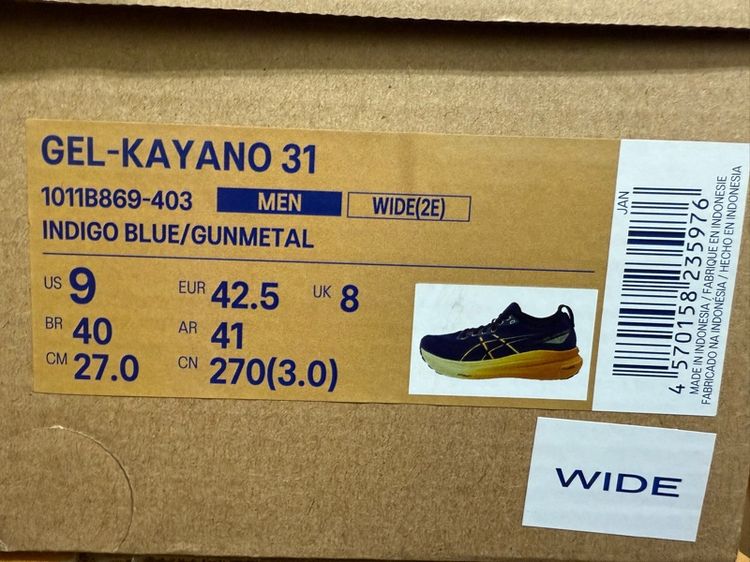 รองเท้าผู้ชาย Asics Kayano31 หน้ากว้าง 2E ไซส์ 9US (42.5EUR) ของแท้ สภาพแค่ลองสวม รูปที่ 11