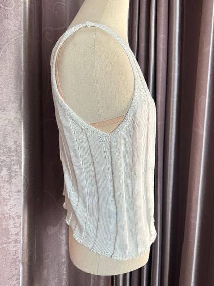 เสื้อกล้ามเอวลอยผ้ายืดนุ่มสีขาว ใส่ไม่คัน รูปที่ 5