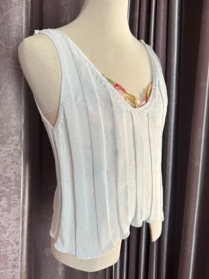 เสื้อกล้ามเอวลอยผ้ายืดนุ่มสีขาว ใส่ไม่คัน รูปที่ 2