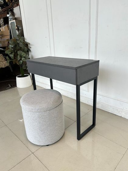 โต๊ะเครื่องแป้ง (ใหญ่) ท็อปสีเทา โครงขาเหล็กสีดำ พร้อมสตูล รูปที่ 3