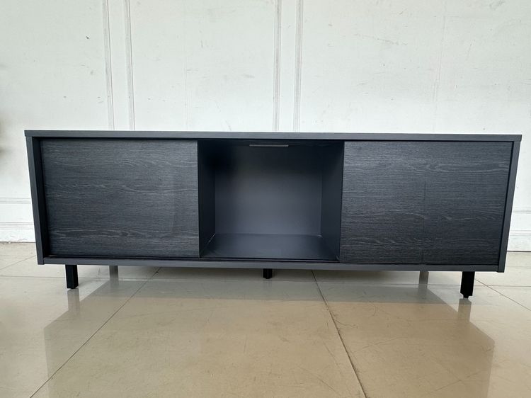 ตู้วางทีวี 2 บานเลื่อน ท็อปมีช่องร้อยสาย ฝาอลูมิเนียมสีดำ รูปที่ 7