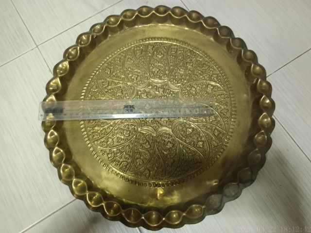 ถาดทองเหลือง วงกลม 