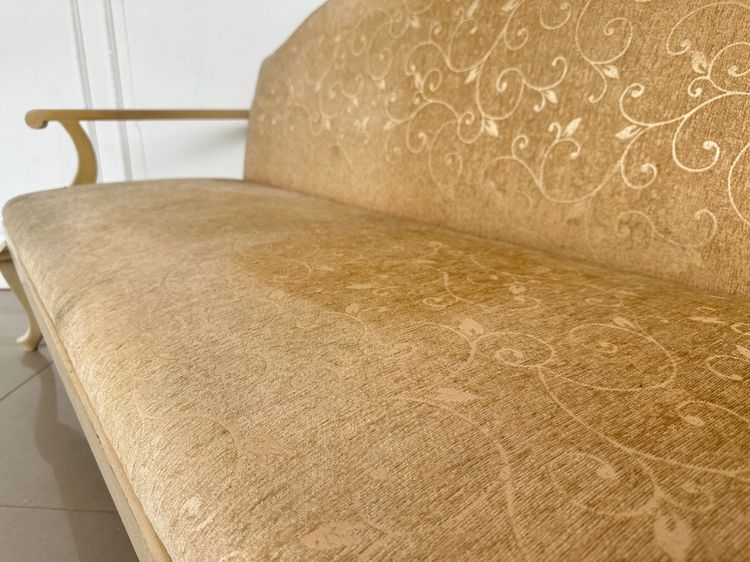 โซฟา 2 ที่นั่ง สไตล์วินเทจ เบาะผ้าลายดอกไม้สีน้ำตาล รูปที่ 6