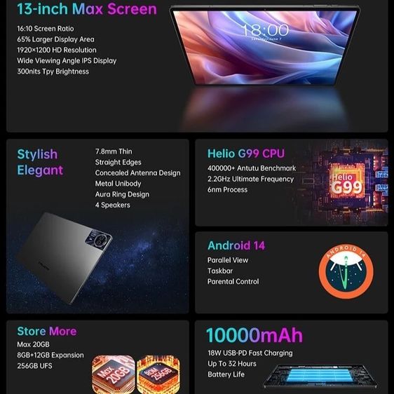 Teclast T65 Max แท็บเล็ตจอใหญ่ 13นิ้ว ใหญ่โคตรๆ รูปที่ 6