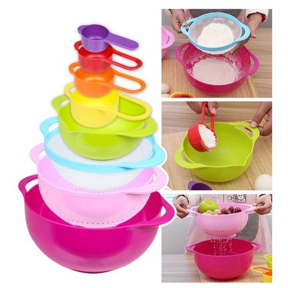 อุปกรณ์ในครัวอื่นๆ ชุดเซ็ตชามผสมอาหาร สีรุ้ง 8 ชิ้น