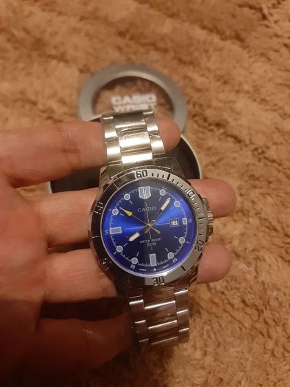 นาฬิกา casio หน้า ปัด สี น้ำเงิน 40 มิล มี บอก วัน ที่ ระบบ ใส่ ถ่าน mtp vd01 รูปที่ 2