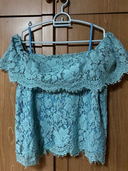 แขนสั้น ฟ้า EU 39 เสื้อเชิ้ตและเสื้อผู้หญิง อื่นๆ เสื้อลูกไม้