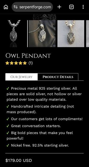 จี้เงินแท้ Serpentforge Owl แบรนด์นอกสวยๆ ราคาแบ่งปันครับ รูปที่ 11