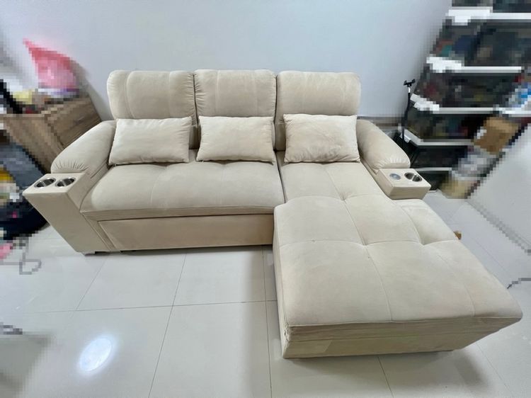 อื่นๆ 3 ที่นั่ง โซฟา มือสอง ผ้าฮอยแลนด์ สีครีม