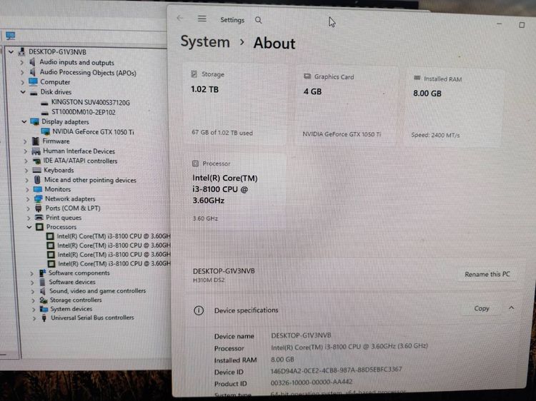 คอมพิวเตอร์ครบชุด เล่นเกมส์ ดูหนัง ฟังเพลง i3 เจน 8 GTX 1050 Ti รูปที่ 2