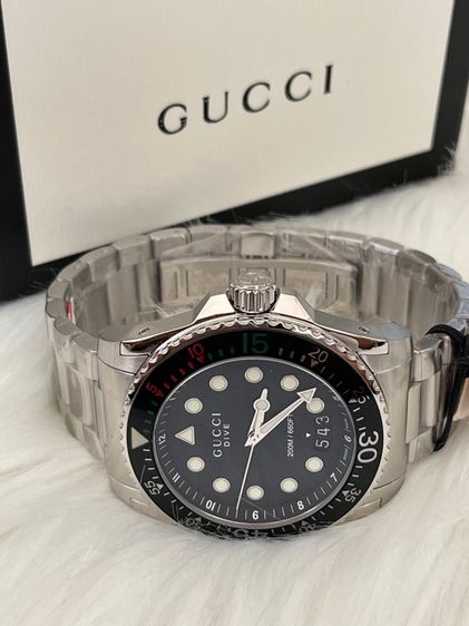 GUCCI Dive Snake XL Swiss 45 mm Stainless Steel Black Dial Men’s 's Quartz Watch YA136208A รูปที่ 6
