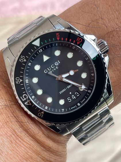 GUCCI Dive Snake XL Swiss 45 mm Stainless Steel Black Dial Men’s 's Quartz Watch YA136208A รูปที่ 14