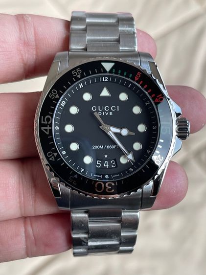 GUCCI Dive Snake XL Swiss 45 mm Stainless Steel Black Dial Men’s 's Quartz Watch YA136208A รูปที่ 7