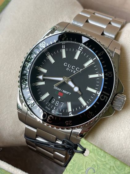 ดำ GUCCI Dive 40 mm Black Dial Men's Swiss Quartz Watch YA136301
