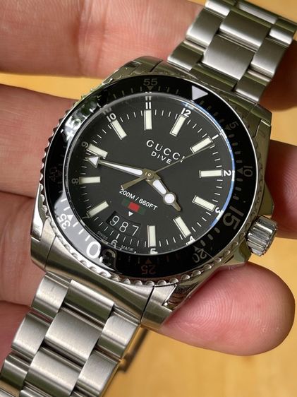 GUCCI Dive 40 mm Black Dial Men's Swiss Quartz Watch YA136301 รูปที่ 7