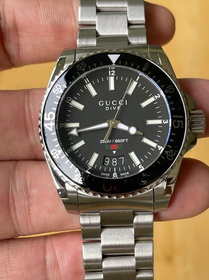 GUCCI Dive 40 mm Black Dial Men's Swiss Quartz Watch YA136301 รูปที่ 6